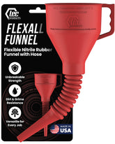 TEC Products FlexAll oil funnel with hose for spill-free oil changes.