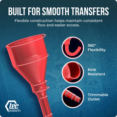 TEC Products FlexAll spill-free design with sturdy handle minimizes spills.