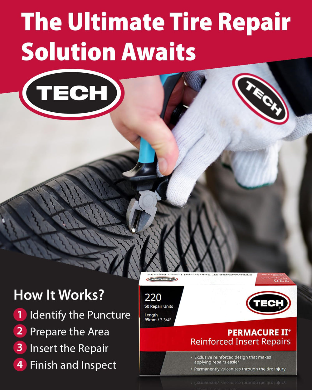 UTV tire application with Permacure II insert plugs.