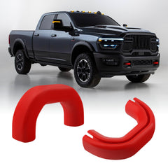 TECHPICCO front tow hooks cover on RAM 2500/3500 for rugged, seamless look