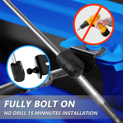 TECHPICCO hood struts with Canyon brackets demonstrate straightforward install.