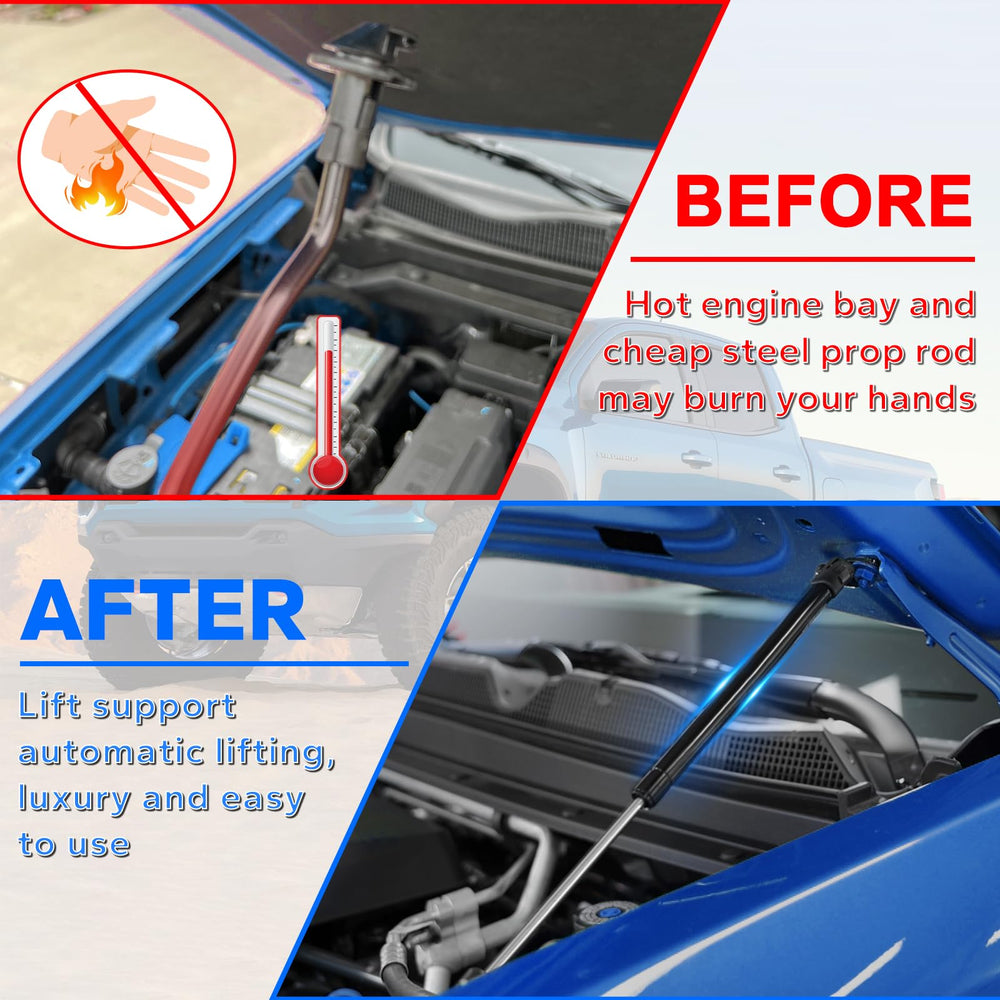 TECHPICCO hood struts for Colorado engine bay open highlights improved visibility.