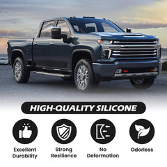 TechPicco Silverado front tow-hook cover red in use on bumper