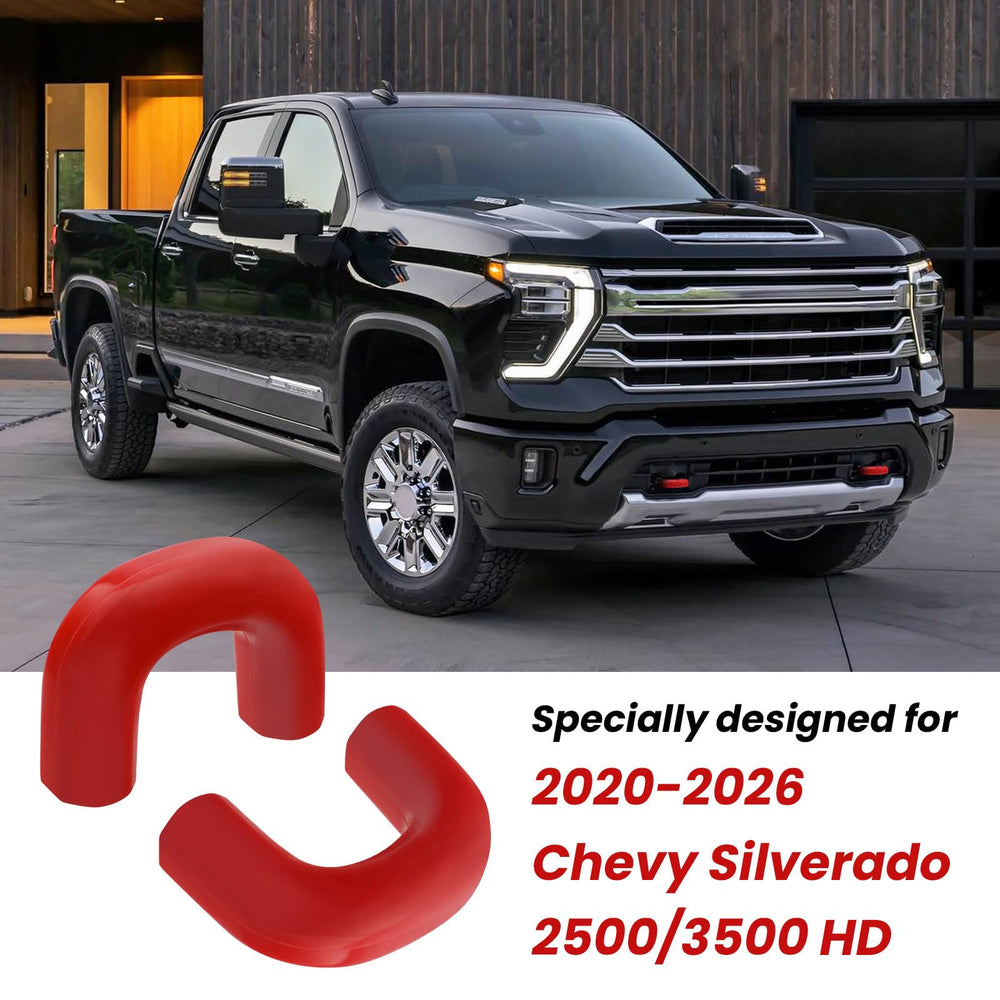 TechPicco Silverado hitch cover front red keeps debris out of the tow hook area