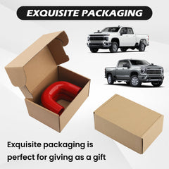 TechPicco Silverado tow-hook cover red detail showing fit