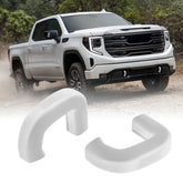 TECHPICCO tow hook cover on GMC Sierra 1500 front with protective white finish
