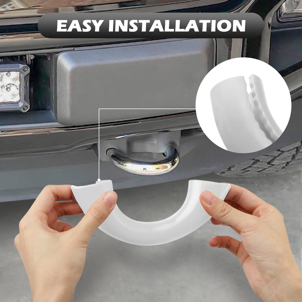 TechPicco Tundra-compatible cover, white, close-up shows precise fit for Toyota Tundra.