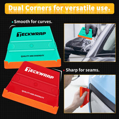 TECKWRAP soft rubber squeegee adapts to curves without overstretching film