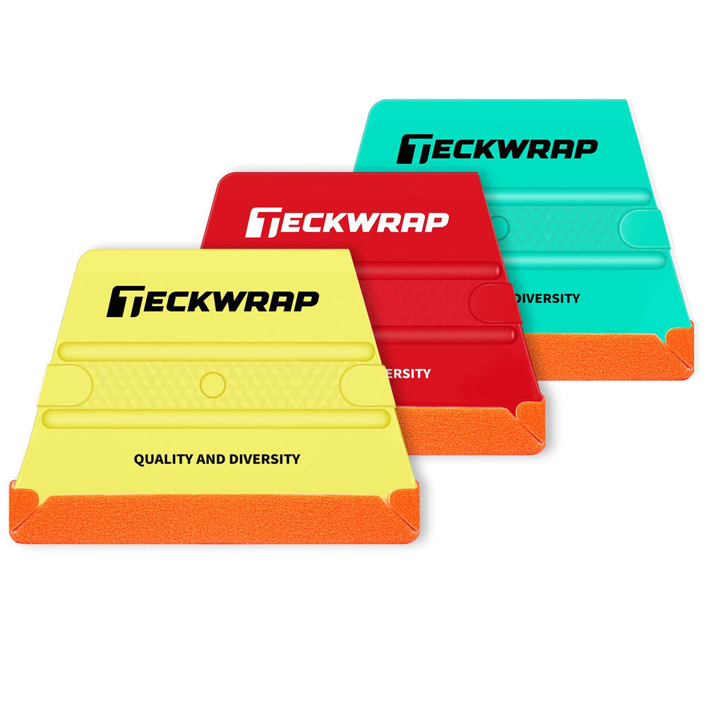 TECKWRAP felt squeegee with trapezoid edge for tight corners and better pressure