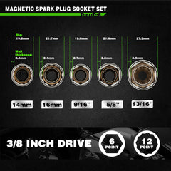 TecoTek 12-point spark plug socket compatible with varied plug sizes