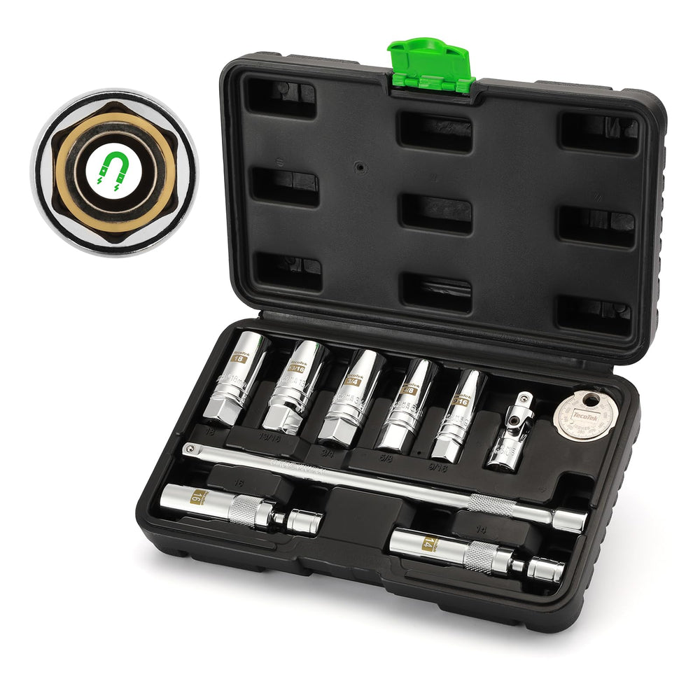 TecoTek magnetic spark plug socket set with swivel for easier access