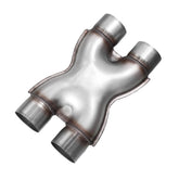 TECTRUC Exhaust X Pipe 3 Inch front view shows dual 3 inch inlets for smoother flow