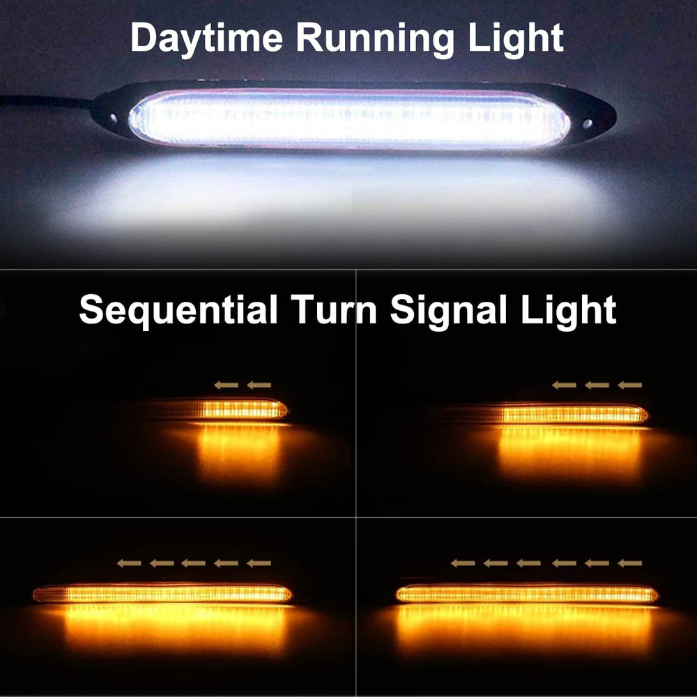 TEKSHINNY LED strip displays yellow turn signals for safer signaling.