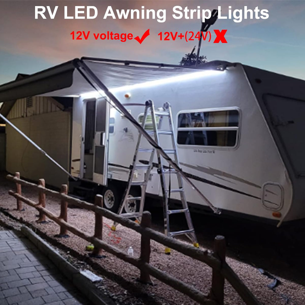 Tekshinny RV awning light strip with adhesive backing and clips for easy installation