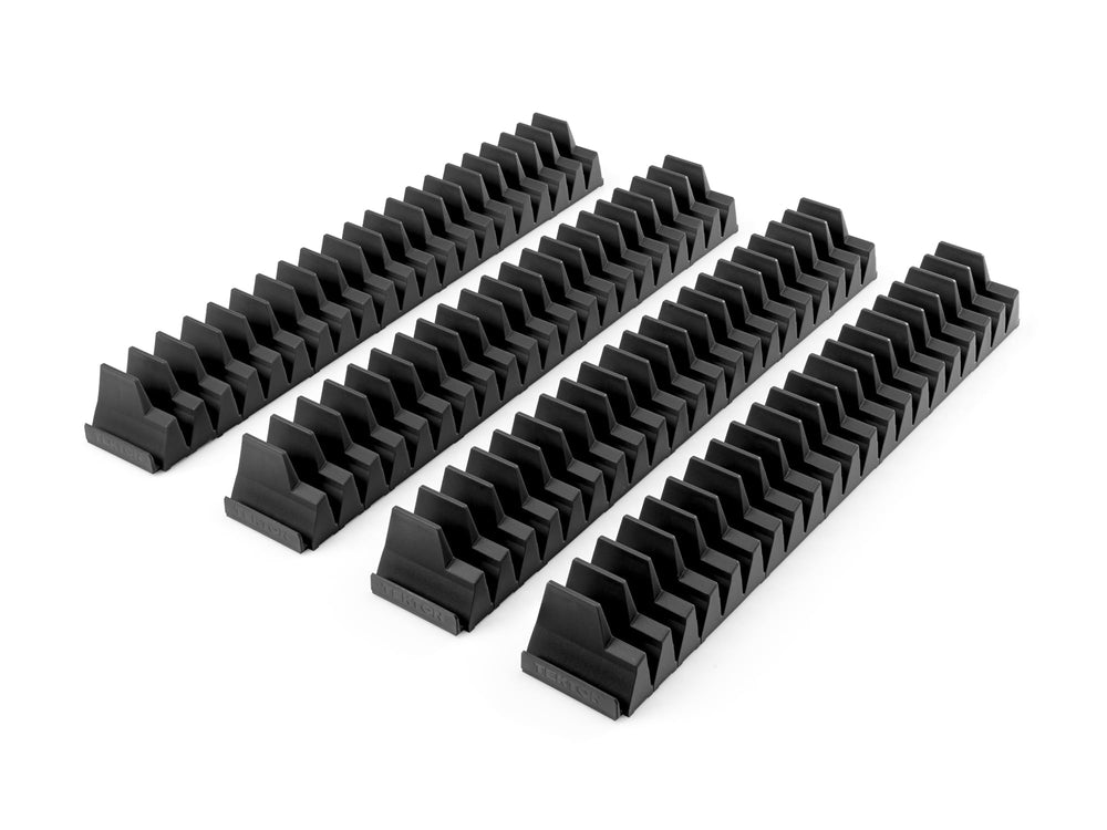 TEKTON 80-tool modular wrench organizer set in black packaging showing durable polypropylene construction.