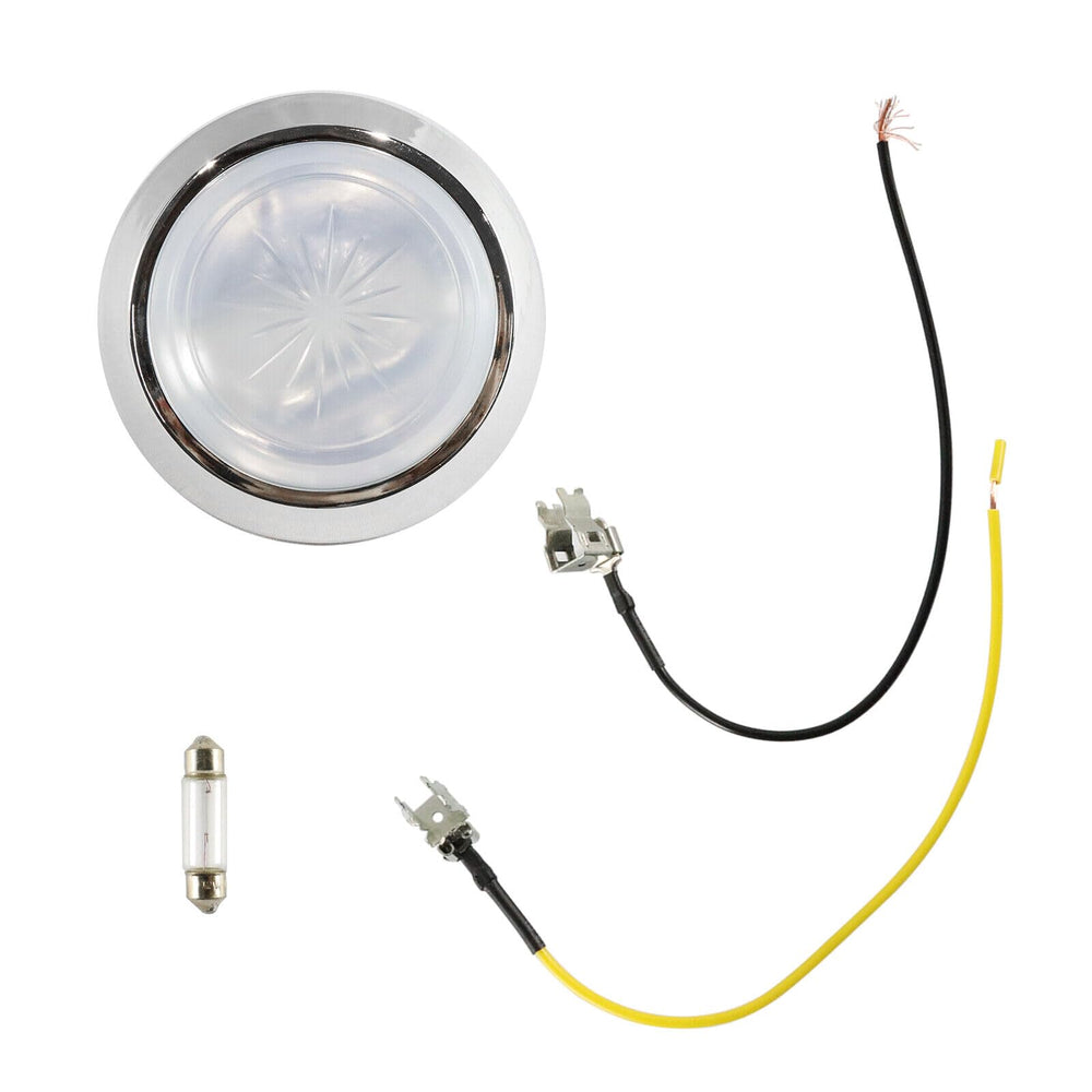 Telfair round dome light lens highlights the cabin with an even, clean glow.