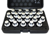 TEMO 20-piece wheel lock lug nut kit in durable case, ideal for quick roadside wheel changes.
