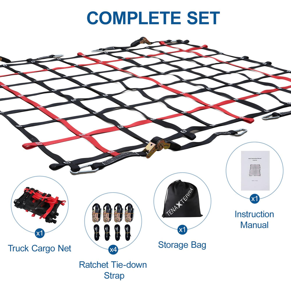 Four TENAXTERRA ratchet straps for quick, adjustable tie-downs