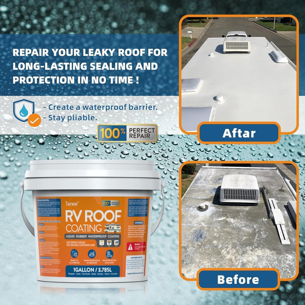 Tenee RV Roof Sealant Brush application on roof for precise seams