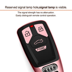 Tengare pink Audi key fob cover, close-up texture, soft TPU for comfortable handling.