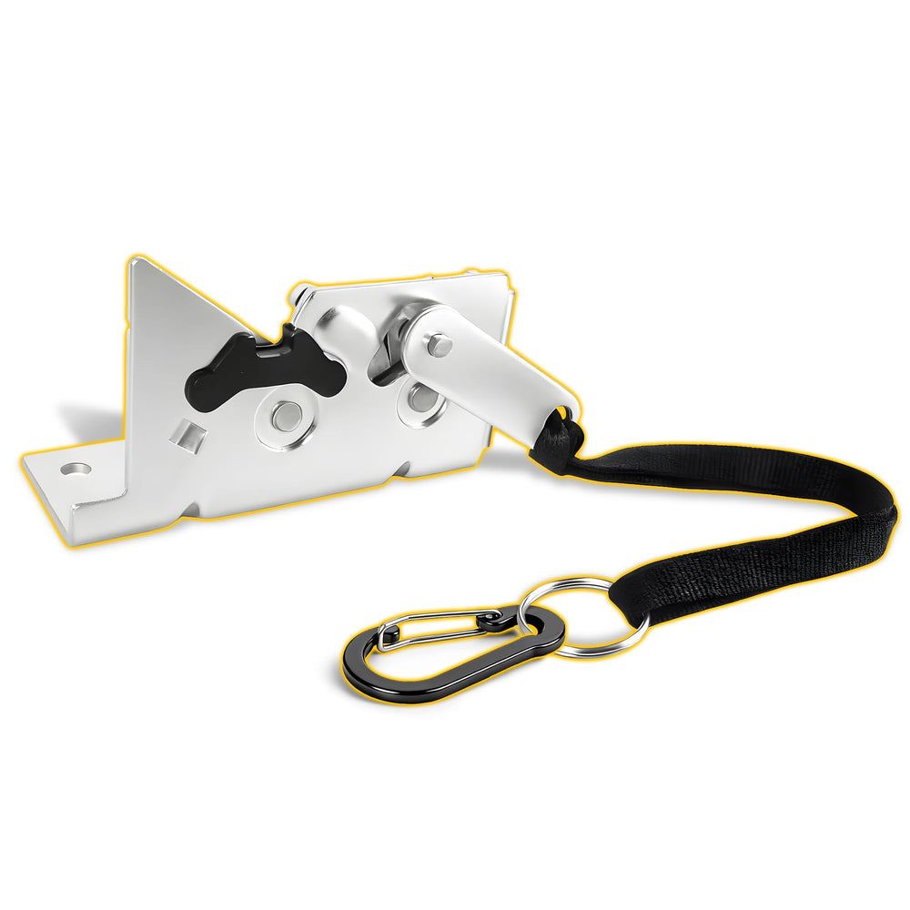 TENGBASE rear seat release kit for Ford trucks showing quick access to hidden storage behind seats
