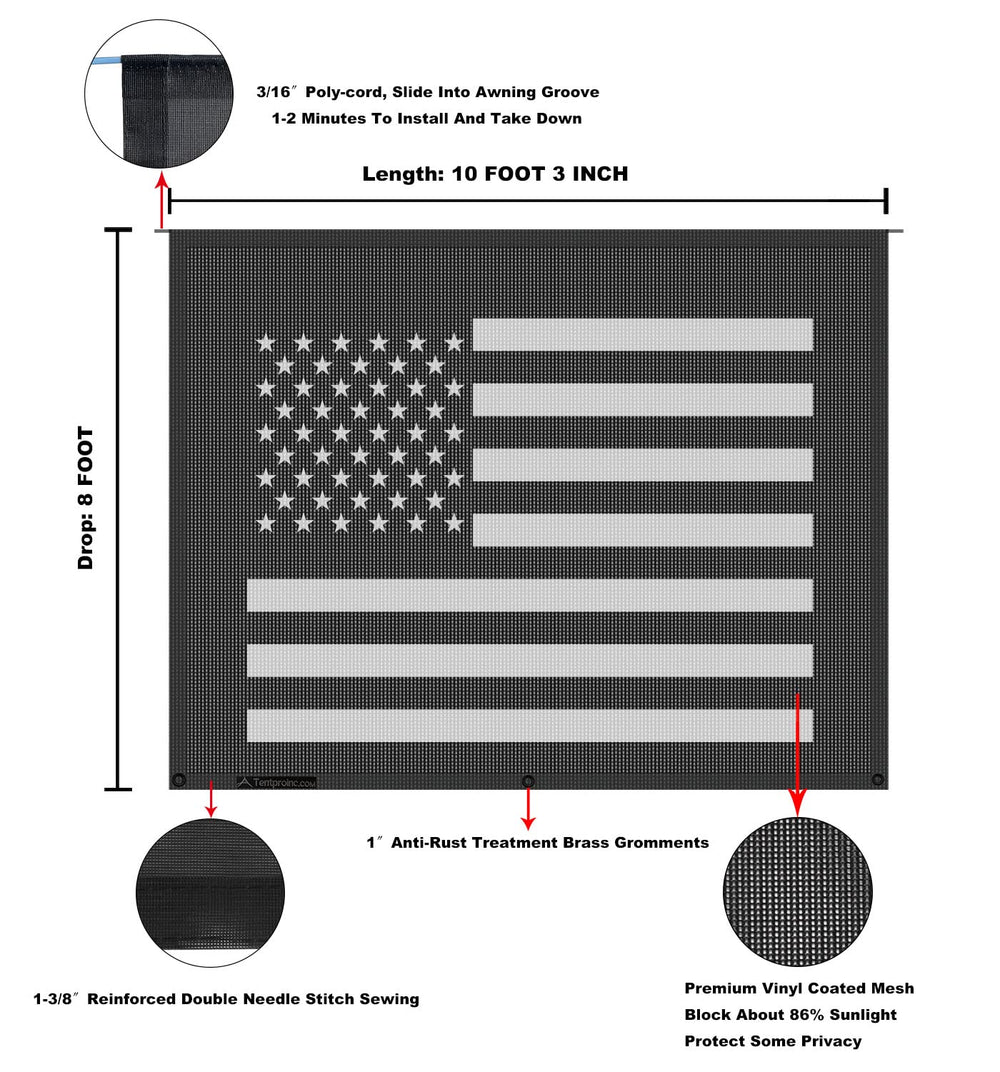 Tentproinc easy-install packaging promotes quick, tool-free RV awning setup.
