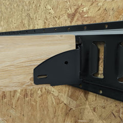 TENVONE E-Track wood beam end socket close-up shows robust zinc coating.