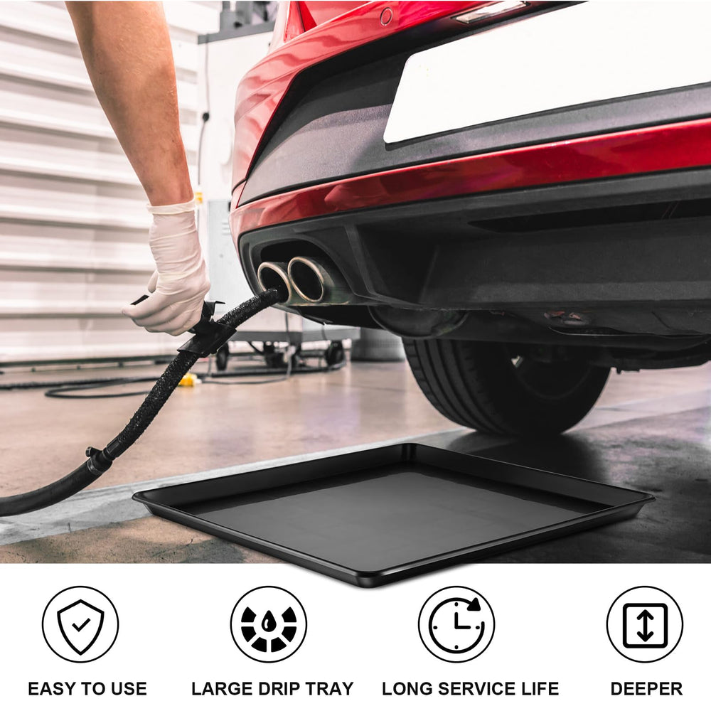 Teodute thickened plastic oil drain pan delivers durable, long-term use