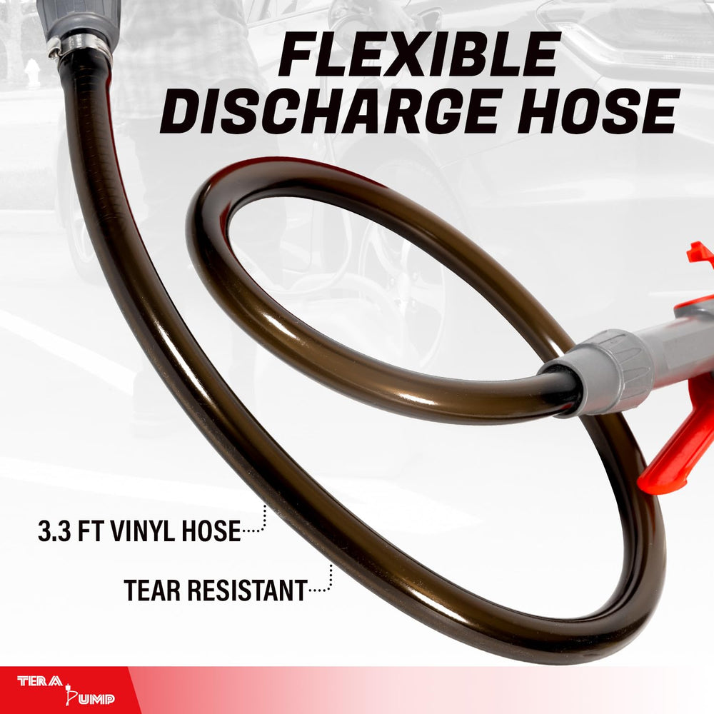TERA PUMP discharge hose 39-in reach for distant transfers.