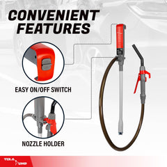 TERA PUMP U-shaped battery compartment simplifies storage after jobs.