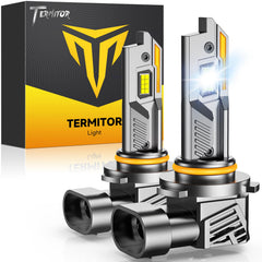 Termitor 9012/HIR2 bulb front view demonstrating 1:1 halogen replacement size for easy upgrade.