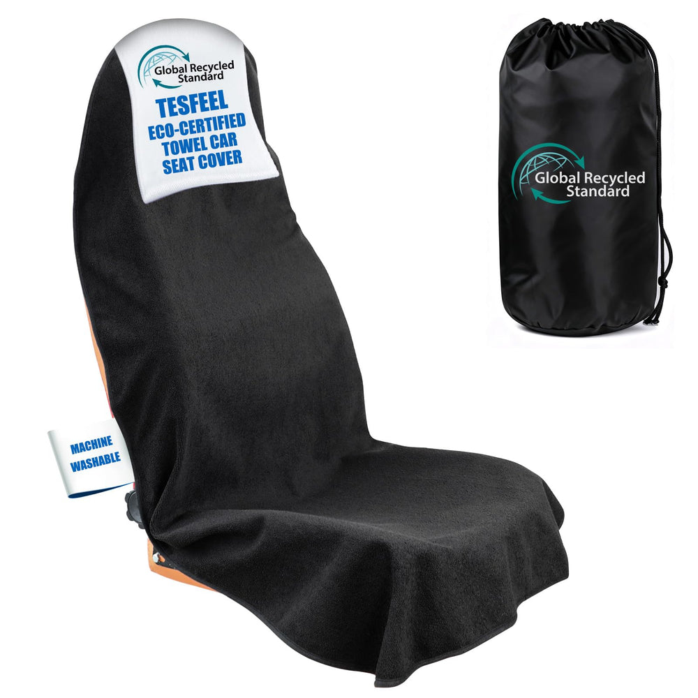 TESFEEL seat cover front view showing absorbent microfiber surface protects upholstery.