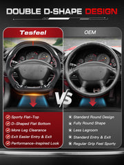 TESFEEL ergonomic side grips in breathable leather reduce hand fatigue during long drives.