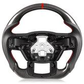 TESFEEL Real 3K carbon fiber steering wheel for Ford F-150 with D-shape profile for improved control