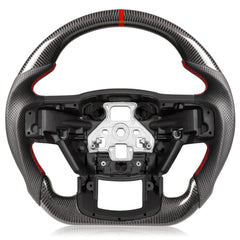 TESFEEL Real 3K carbon fiber steering wheel for Ford F-150 with D-shape profile for improved control