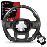 TESFEEL steering wheel carbon fiber front view enhances the F-150 cockpit