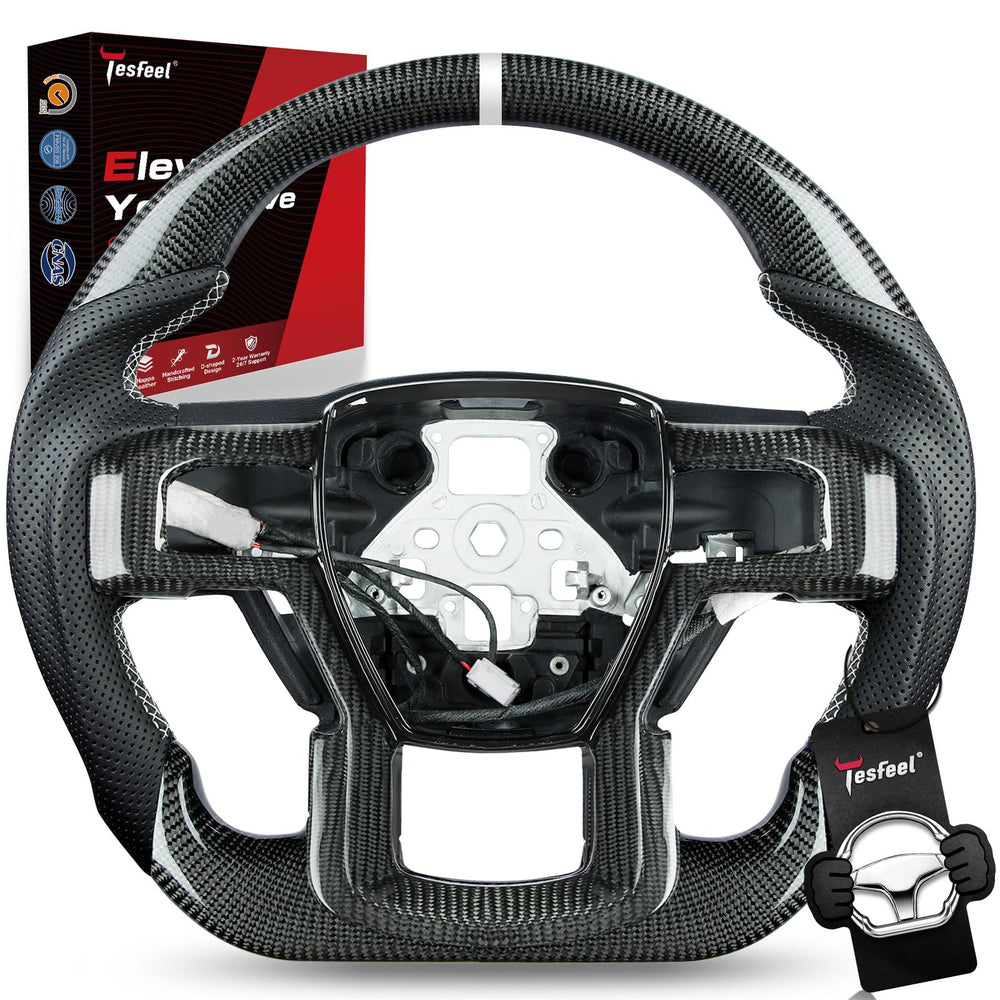 TESFEEL real carbon fiber heated steering wheel for Raptor with warm grip