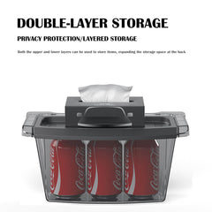 Tesnical storage box lid close-up highlights anti-slip, dust-blocking design.