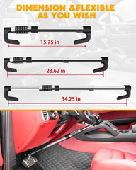 Tevlaphee steering wheel lock 5-dial face demonstrates high-security deterrence.