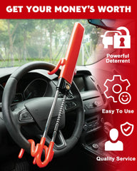 Tevlaphee lock with adjustable fit for steering wheels 4.9 to 13 inches.