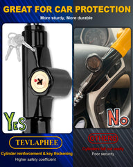 Tevlaphee steering wheel lock durable steel and plastic for weather-ready security.