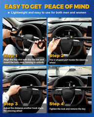 Tevlaphee steering wheel lock in action deters opportunistic theft.