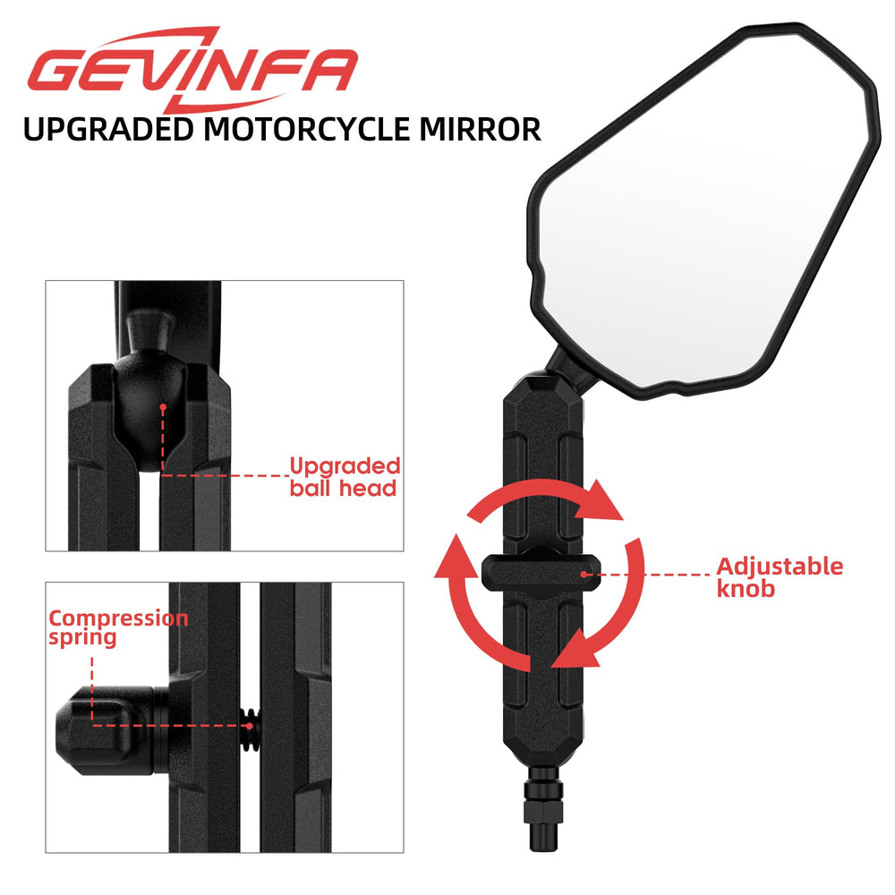 Tewgug ATV rear-view mirror with 8/10mm screws offers secure mounting.