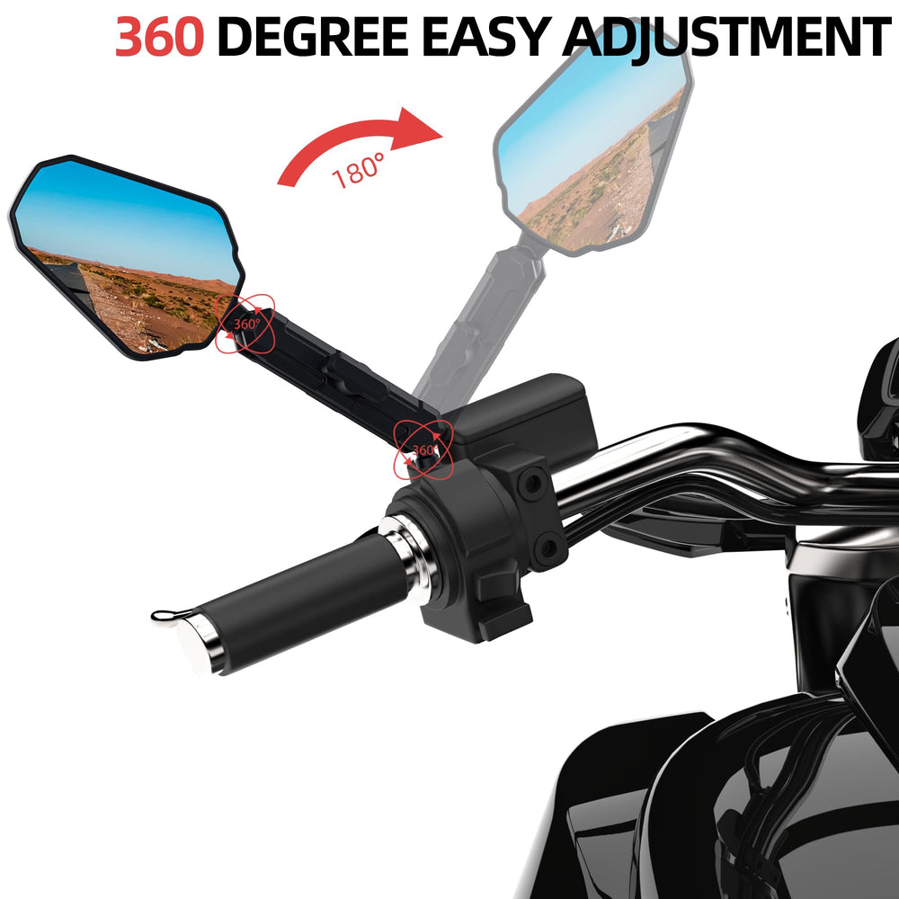 Tewgug wide compatibility mirror fits most bikes and ATVs.