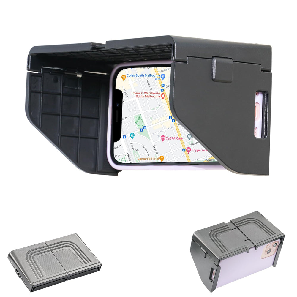 TFY foldable sun shade visor reduces glare on mobile screens.