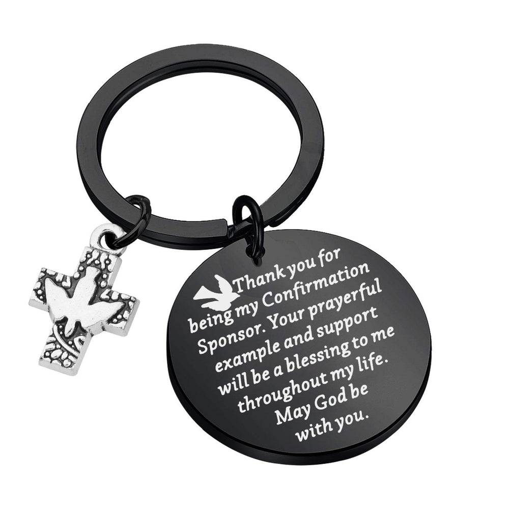TGBJE Confirmation Sponsor Keychain with hand-stamped gratitude message.