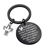 TGBJE Confirmation Sponsor Keychain with hand-stamped gratitude message.