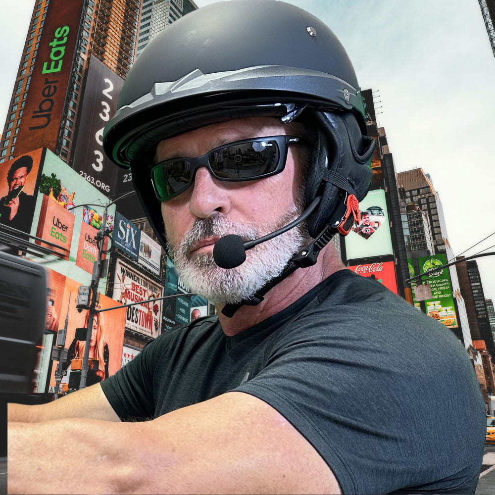 The Helmet Shop elastic strap holder keeps pockets in place during rough riding.