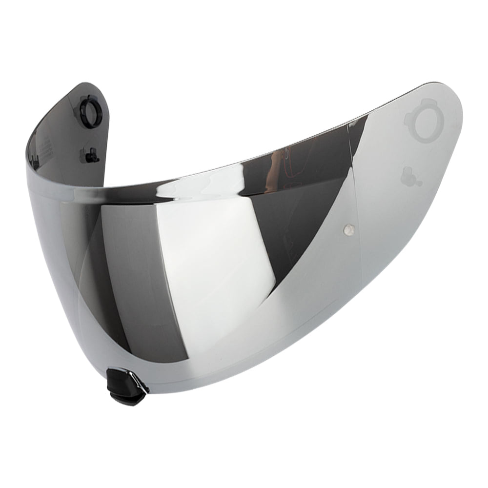 The Helmet Shop HJ-31 silver mirror visor front view on helmet reduces sun glare