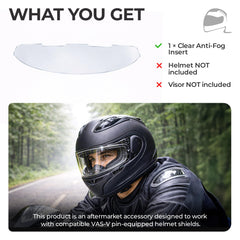 The Helmet Shop VAS-V protective-yellow-film note highlights scratch protection during shipping